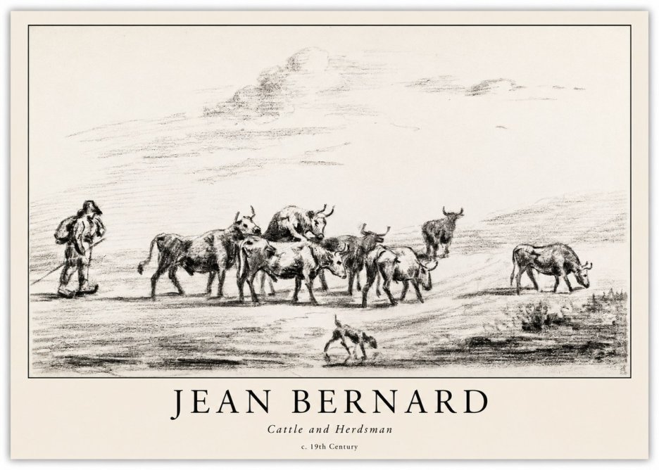 Jean Bernard Cattle and Herder No6 - Plakát