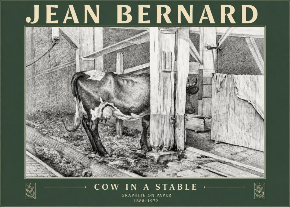 Jean Bernard Cow in a Stable No3 - Plakát