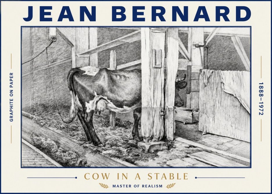 Jean Bernard Cow in a Stable No4 - Plakát