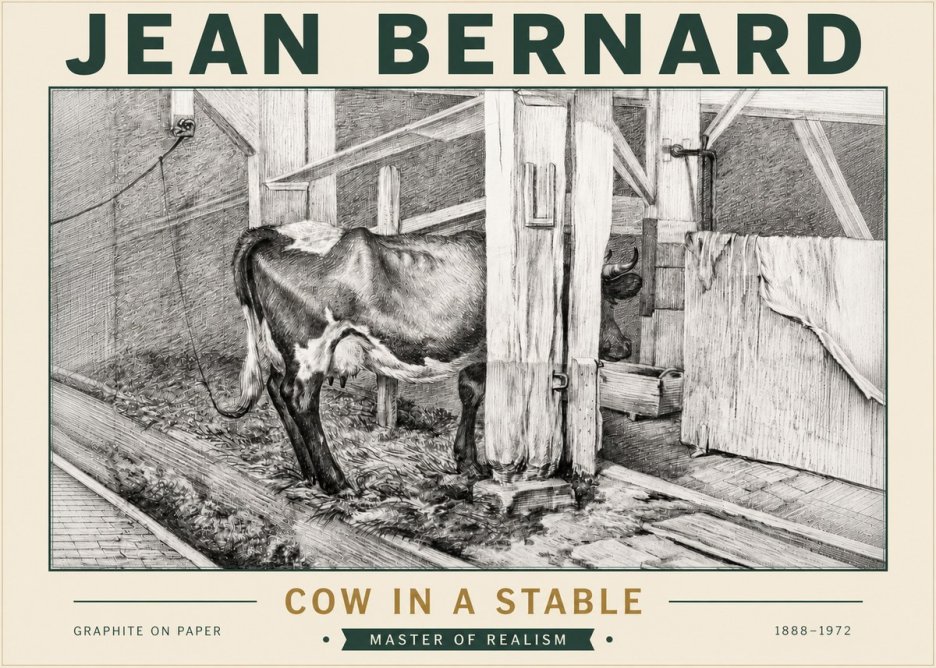 Jean Bernard Cow in a Stable No5 - Plakát