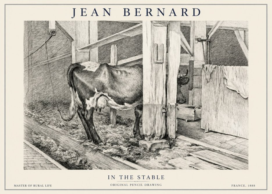 Jean Bernard Cow in a Stable No6 - Plakát