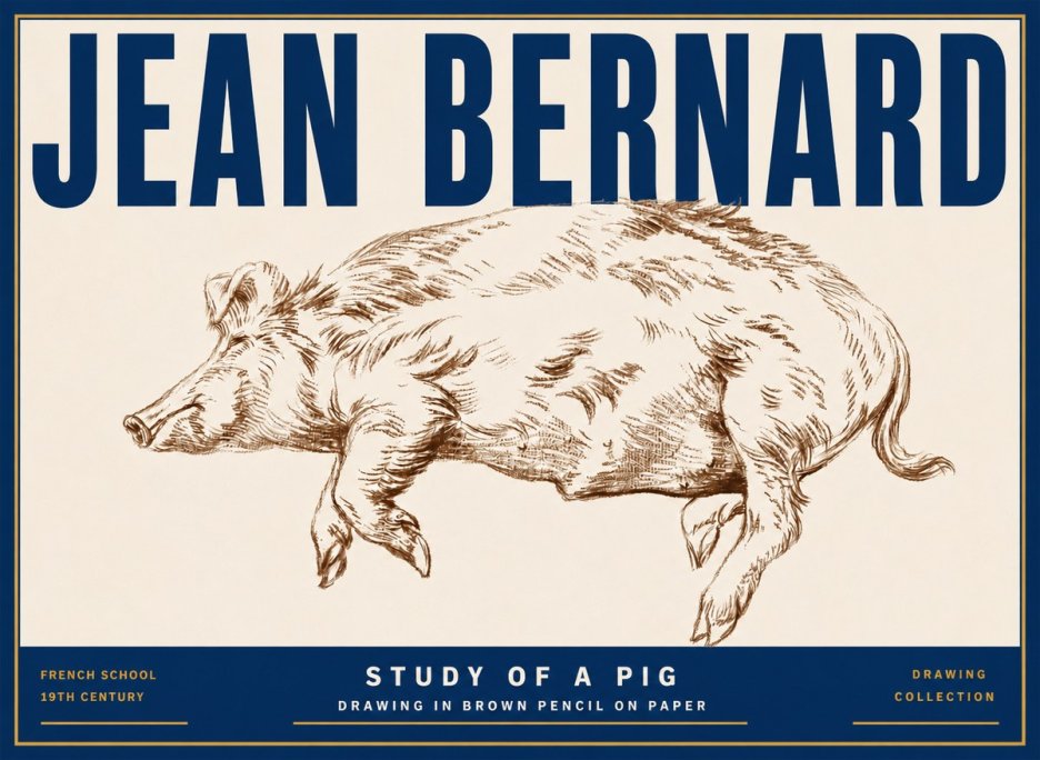 Jean Bernard Study of a Pig II No5 - Plakát