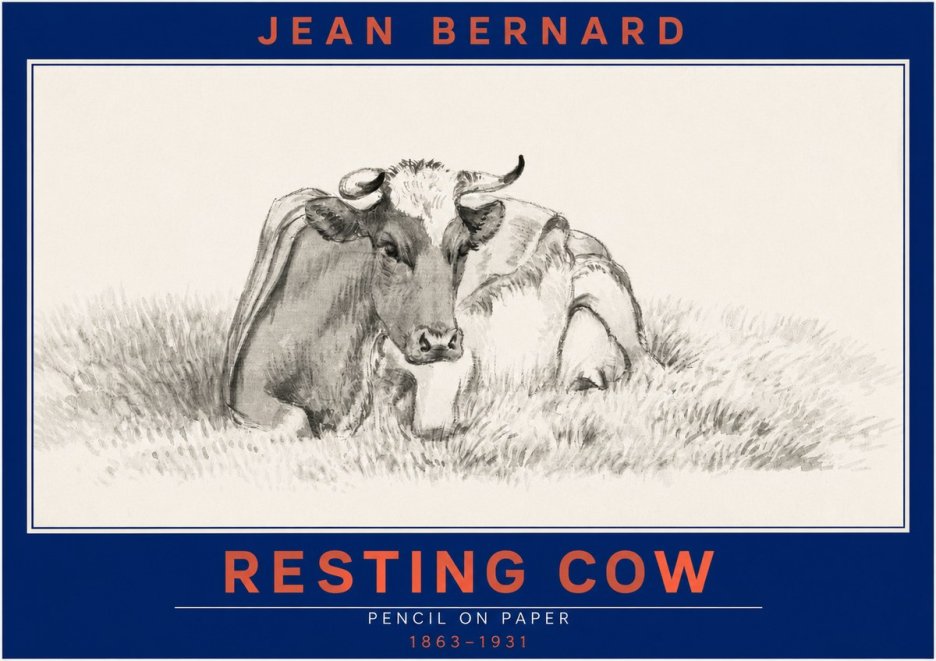 Jean Bernard Resting Cow IV No2 - Plakát