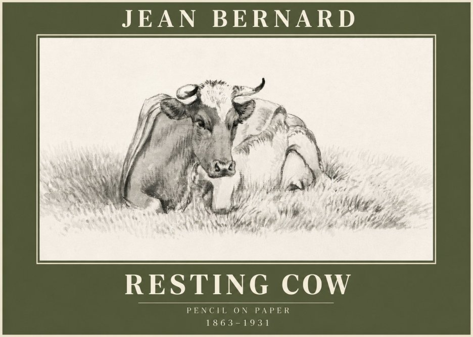 Jean Bernard Resting Cow IV No3 - Plakát