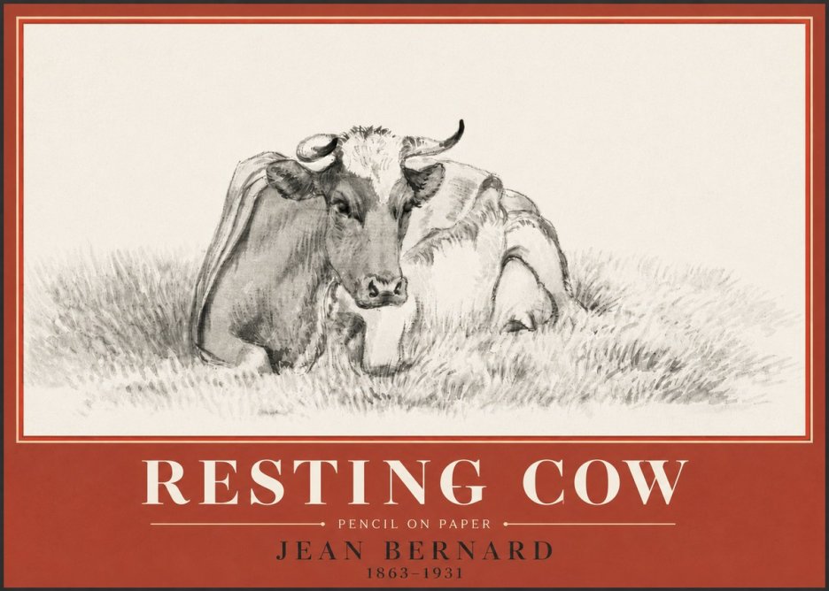 Jean Bernard Resting Cow IV No4 - Plakát
