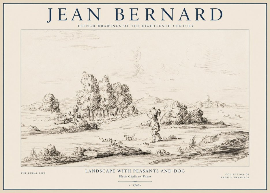 Jean Bernard Landscape with Figures and Distant Village No4 - Plakát