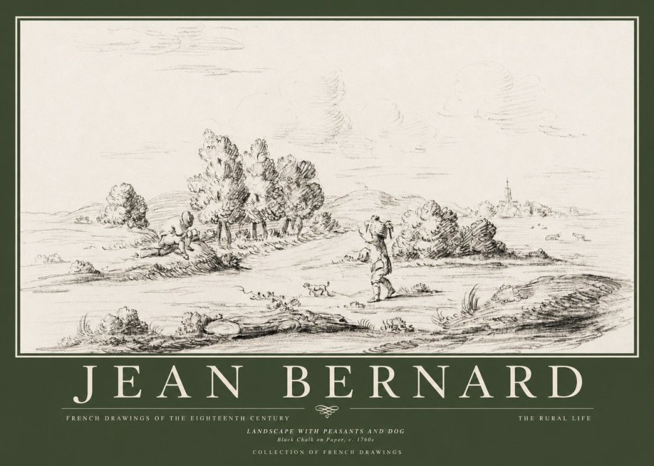 Jean Bernard Landscape with Figures and Distant Village No5 - Plakát
