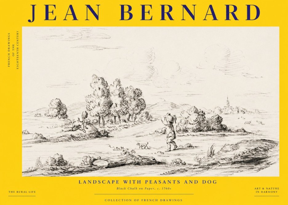 Jean Bernard Landscape with Figures and Distant Village No6 - Plakát