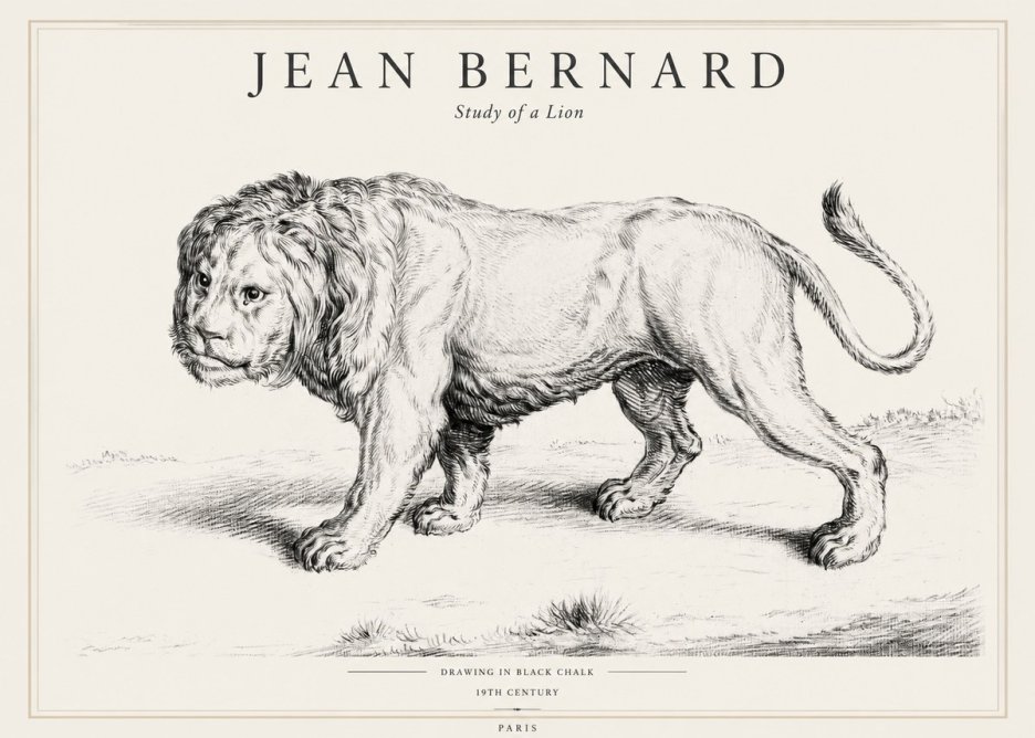 Jean Bernard Study of a Lion II No1 - Plakát