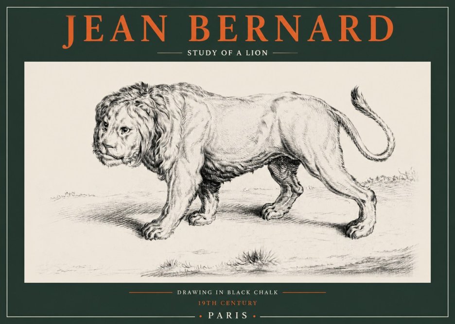 Jean Bernard Study of a Lion II No2 - Plakát