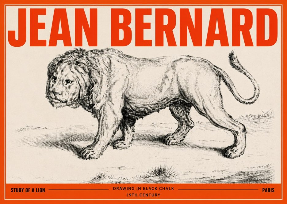 Jean Bernard Study of a Lion II No3 - Plakát