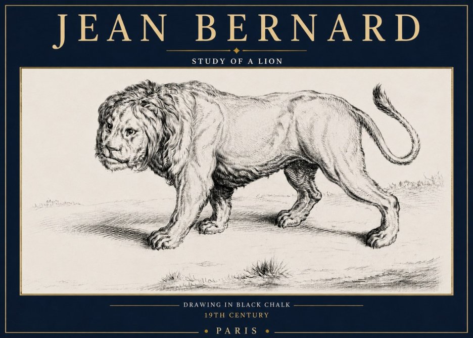 Jean Bernard Study of a Lion II No4 - Plakát