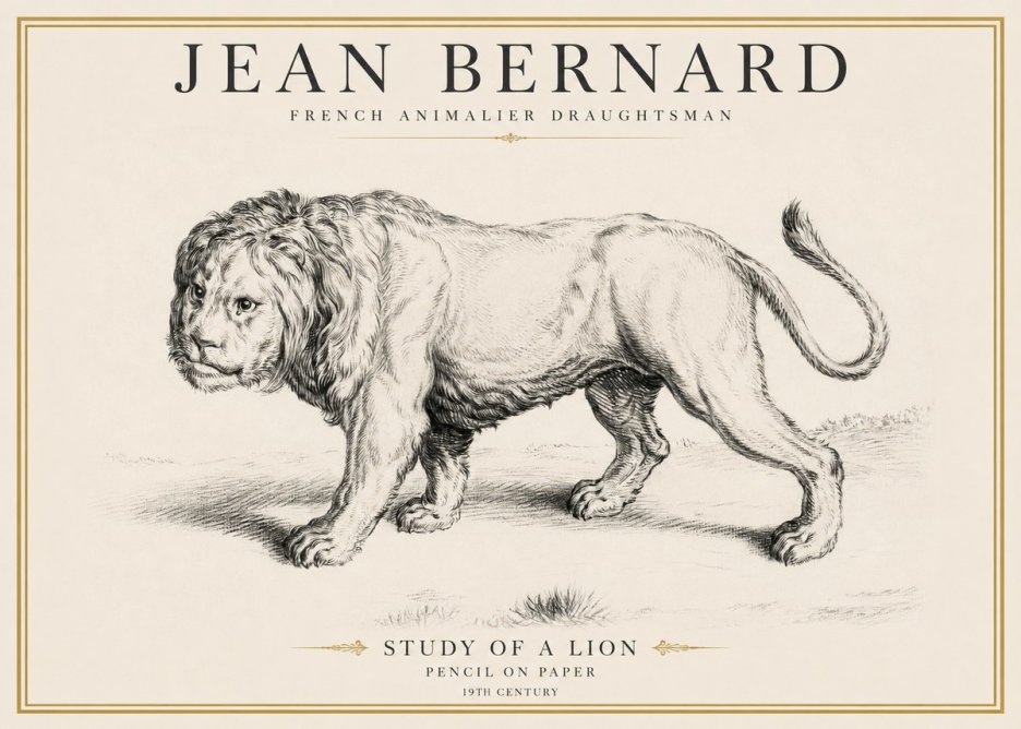 Jean Bernard Study of a Lion II No6 - Plakát