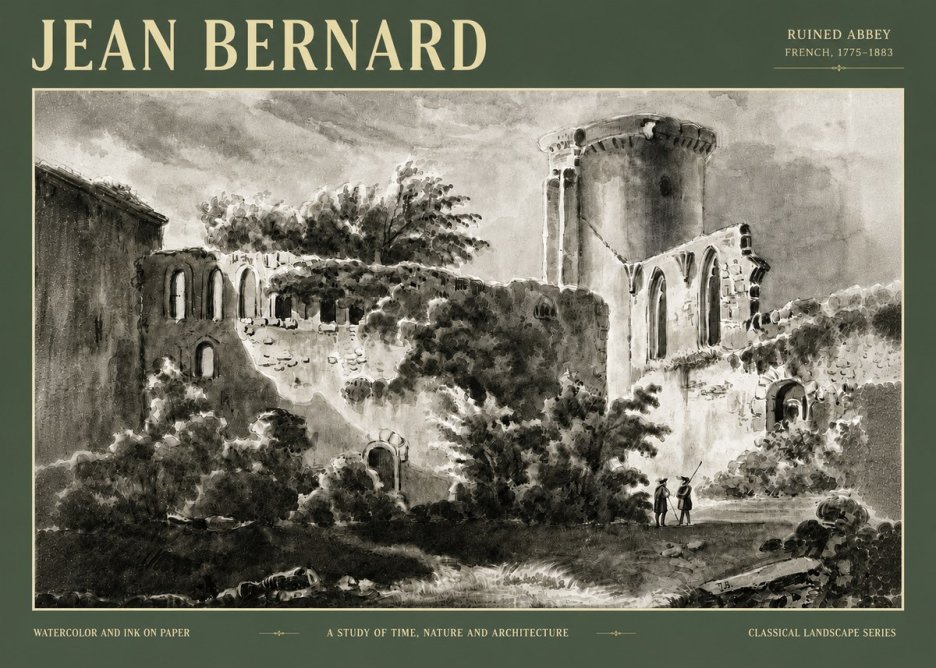 Jean Bernard Ruins of an Old Abbey No6 - Plakát