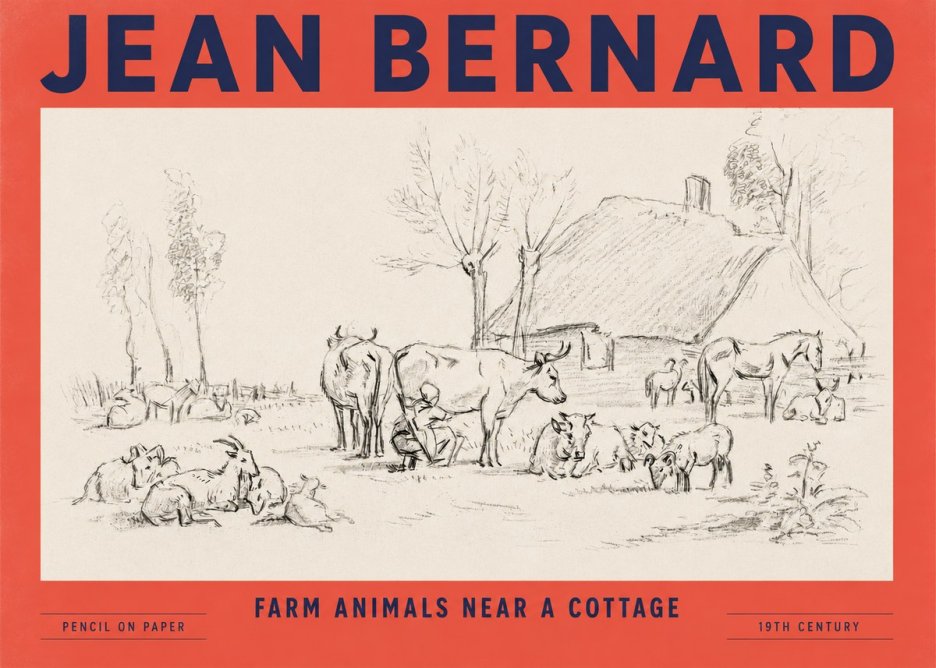 Jean Bernard Farmyard Scene No5 - Plakát