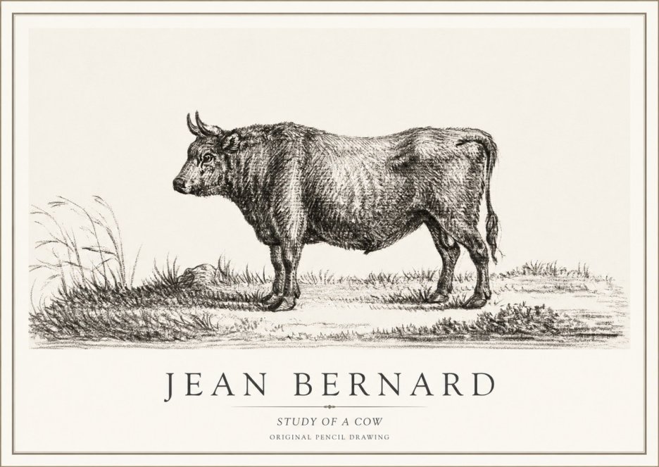 Jean Bernard Study of a Cow XIII No1 - Plakát
