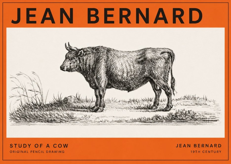 Jean Bernard Study of a Cow XIII No2 - Plakát