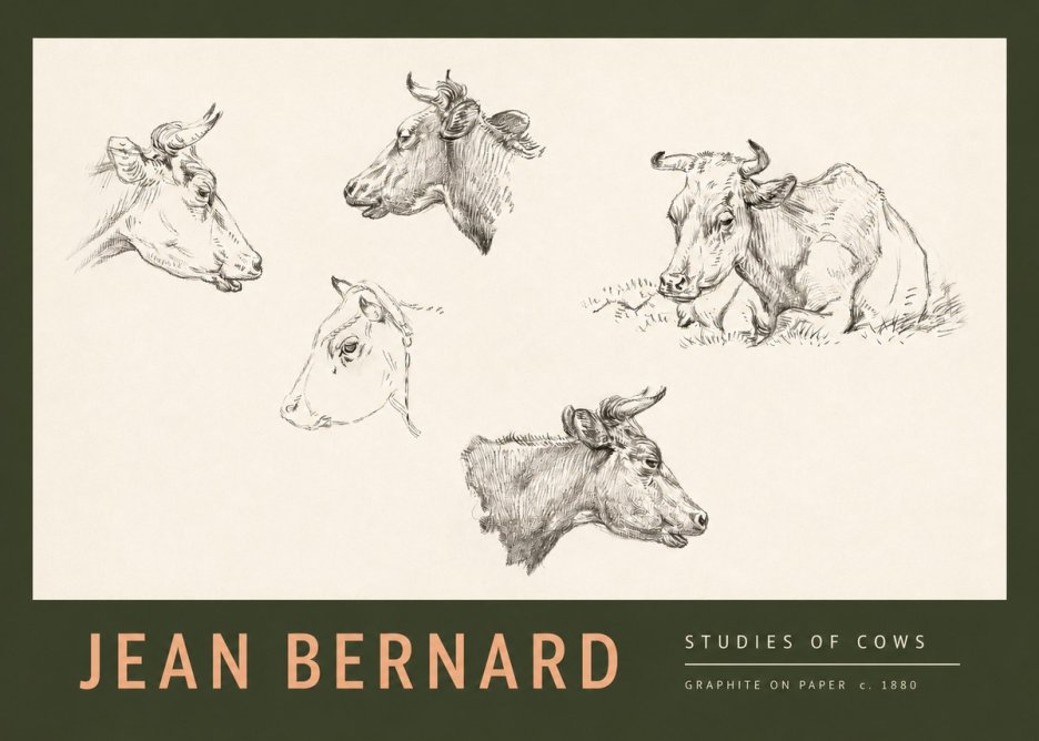 Jean Bernard Studies of Cows I No2 - Plakát