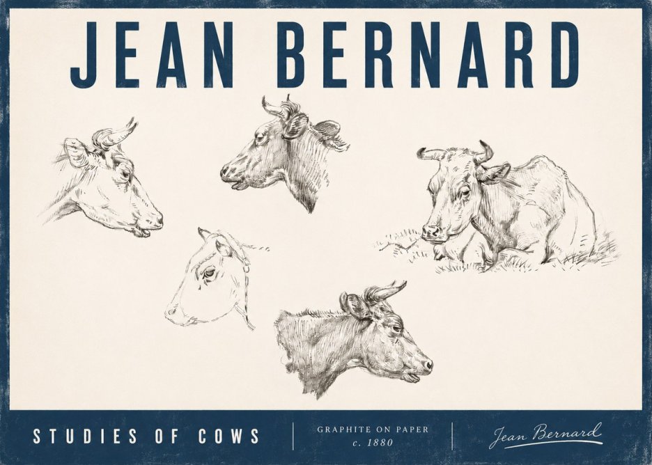 Jean Bernard Studies of Cows I No4 - Plakát