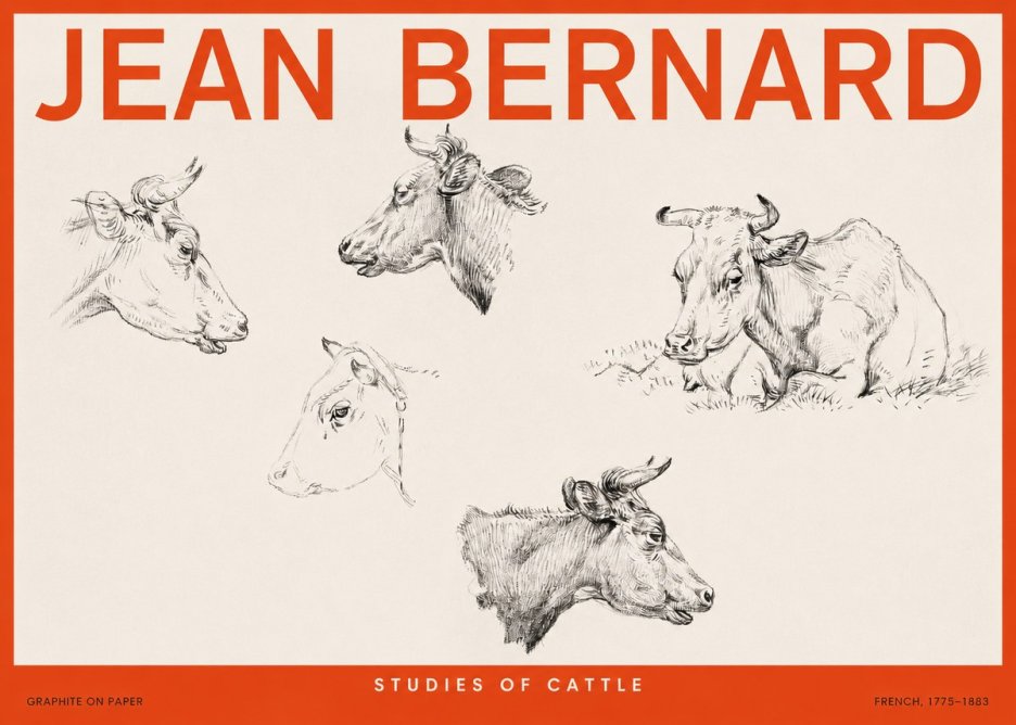 Jean Bernard Studies of Cows I No6 - Plakát
