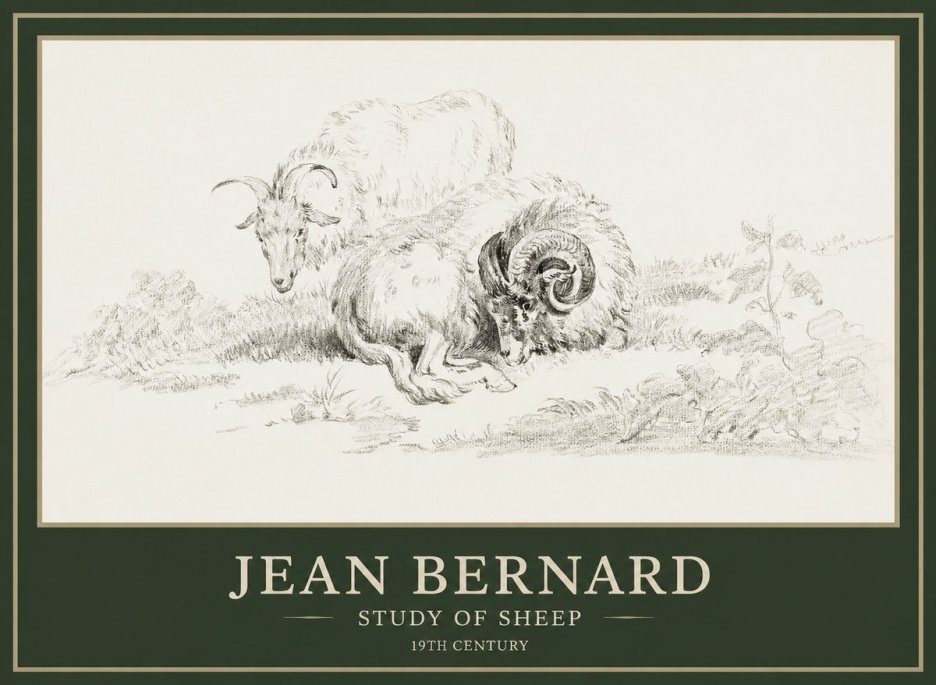 Jean Bernard Study of Sheep No1 - Plakát