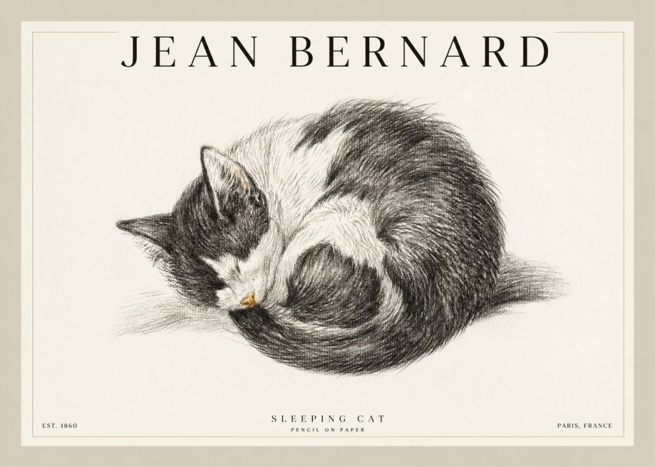 Jean Bernard Sleeping Cat VIII No2 - Plakát