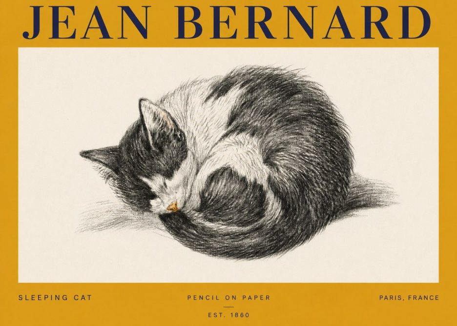 Jean Bernard Sleeping Cat VIII No3 - Plakát