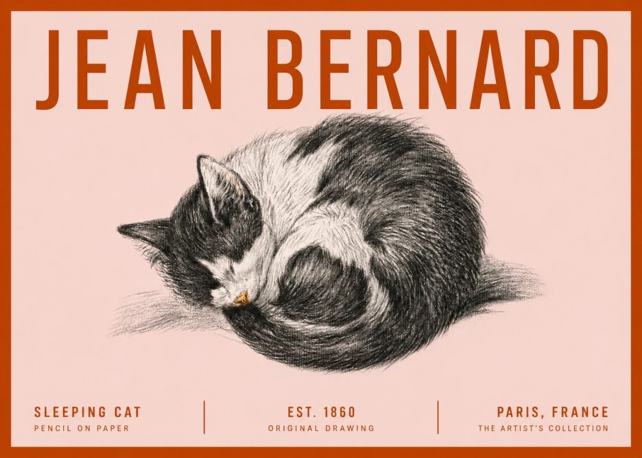 Jean Bernard Sleeping Cat VIII No5 - Plakát