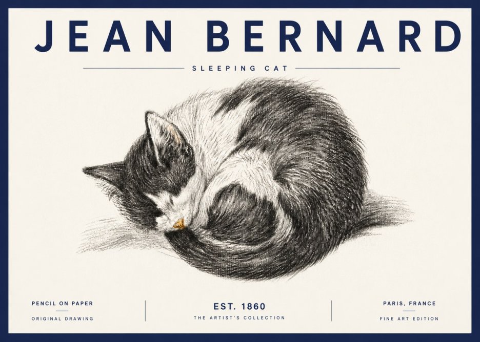 Jean Bernard Sleeping Cat VIII No6 - Plakát