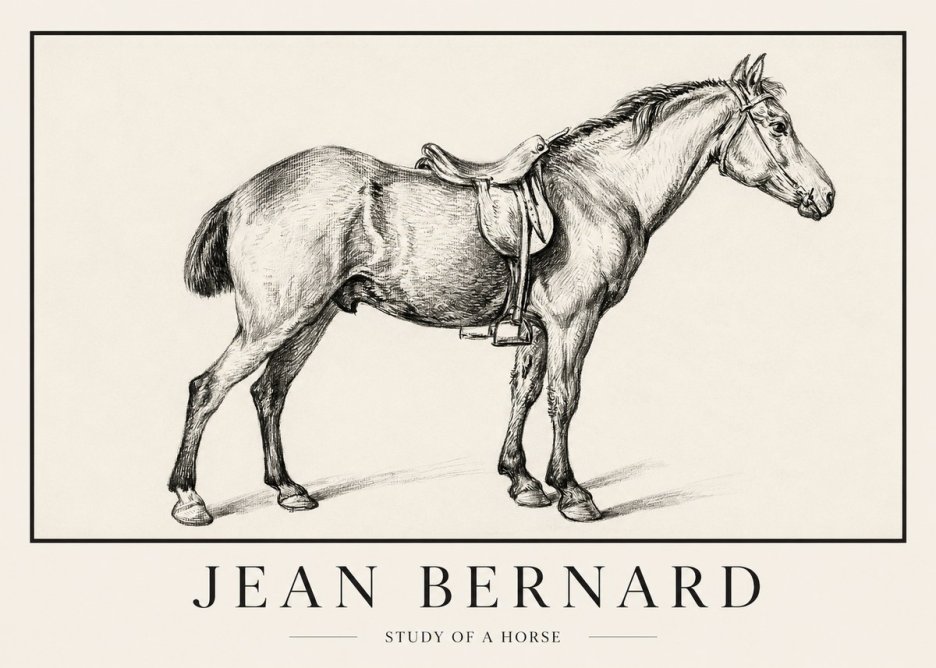 Jean Bernard Study of a Horse X No1 - Plakát