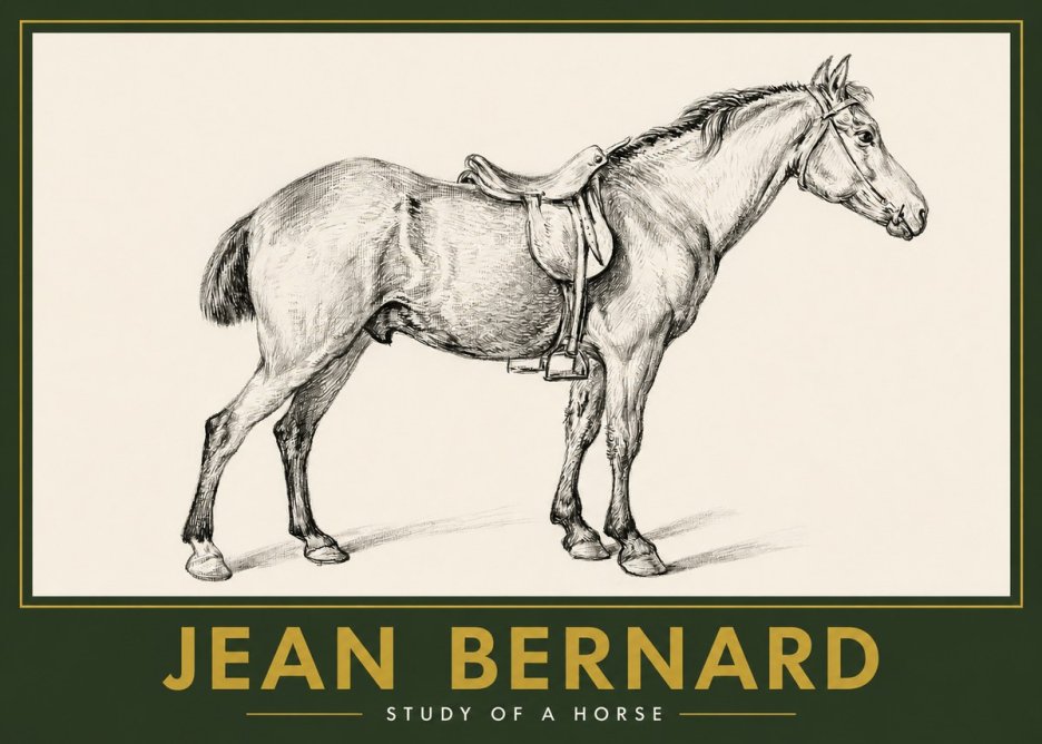 Jean Bernard Study of a Horse X No2 - Plakát