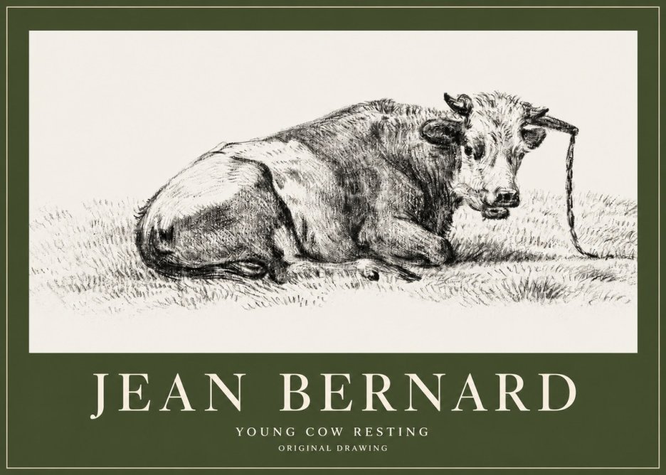 Jean Bernard Young Cow Resting No2 - Plakát
