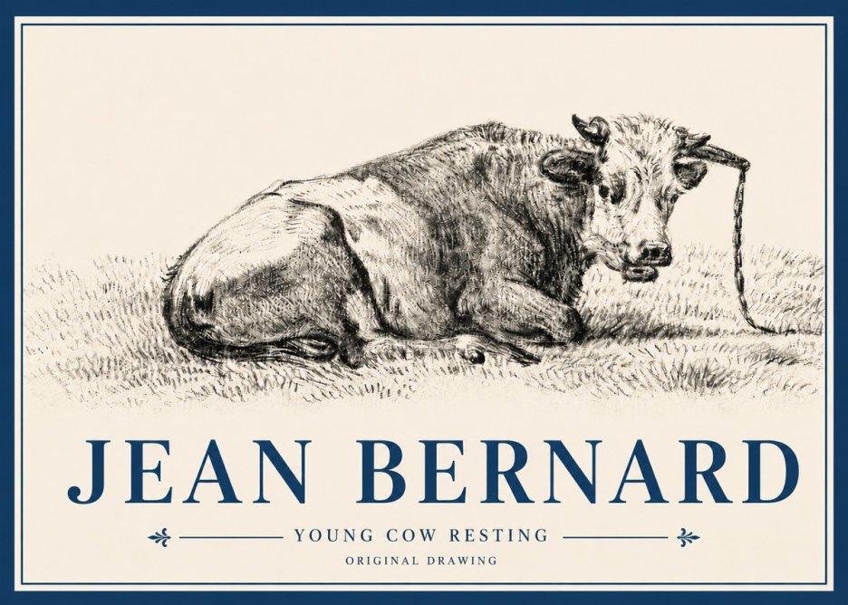 Jean Bernard Young Cow Resting No4 - Plakát