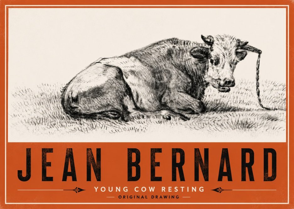 Jean Bernard Young Cow Resting No6 - Plakát
