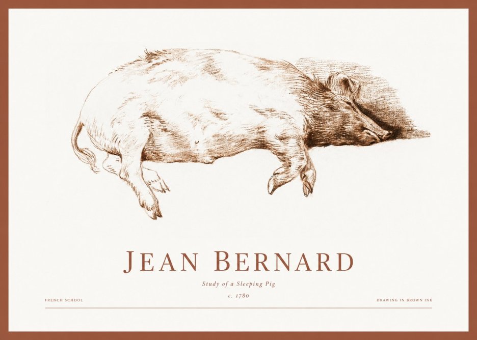 Jean Bernard Study of a Sleeping Pig No1 - Plakát