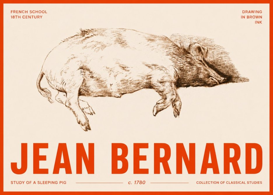 Jean Bernard Study of a Sleeping Pig No5 - Plakát