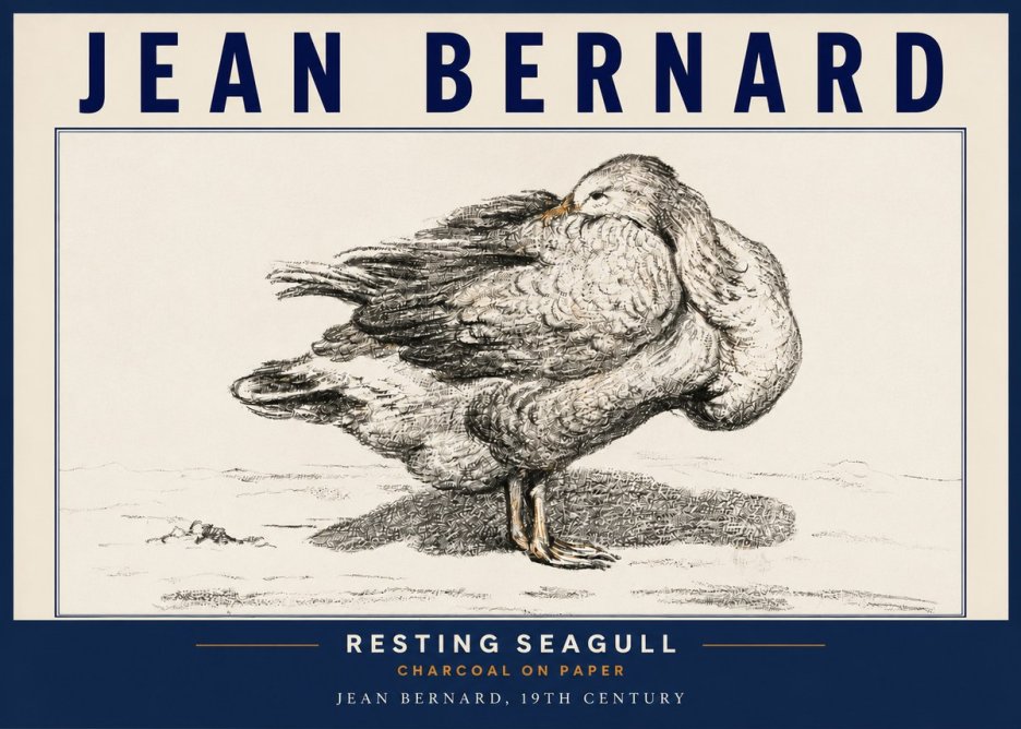 Jean Bernard Resting Seagull No4 - Plakát