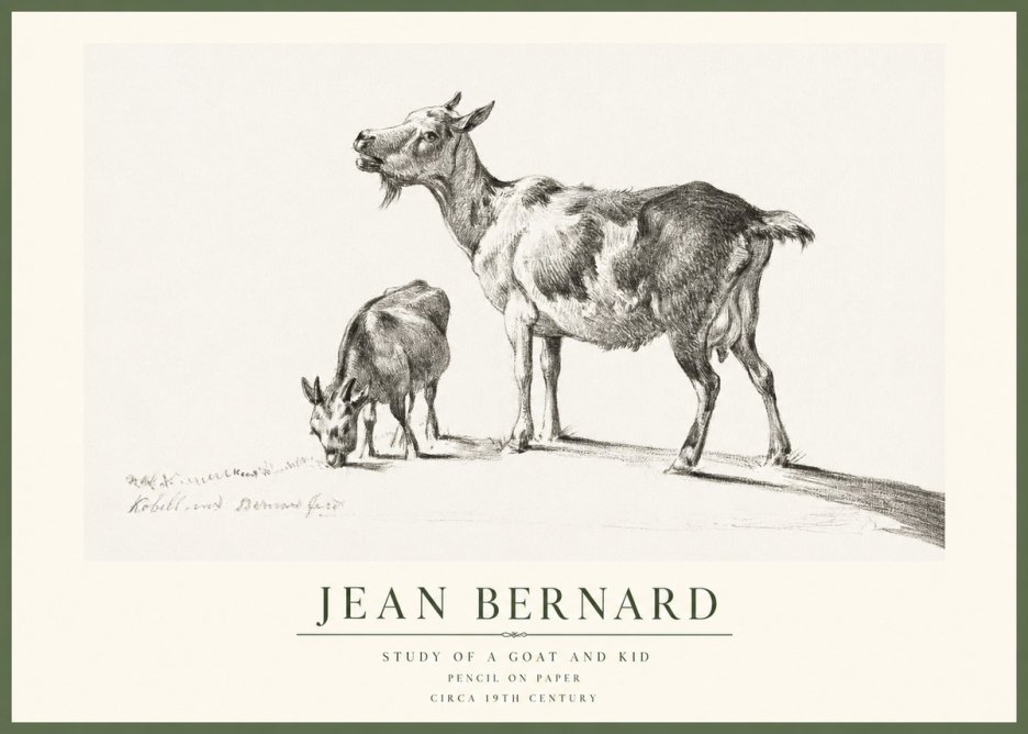 Jean Bernard Study of a Goat and Kid No1 - Plakát