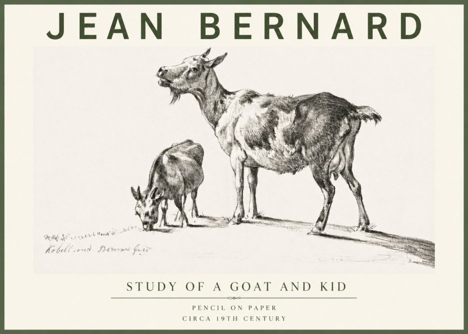 Jean Bernard Study of a Goat and Kid No4 - Plakát