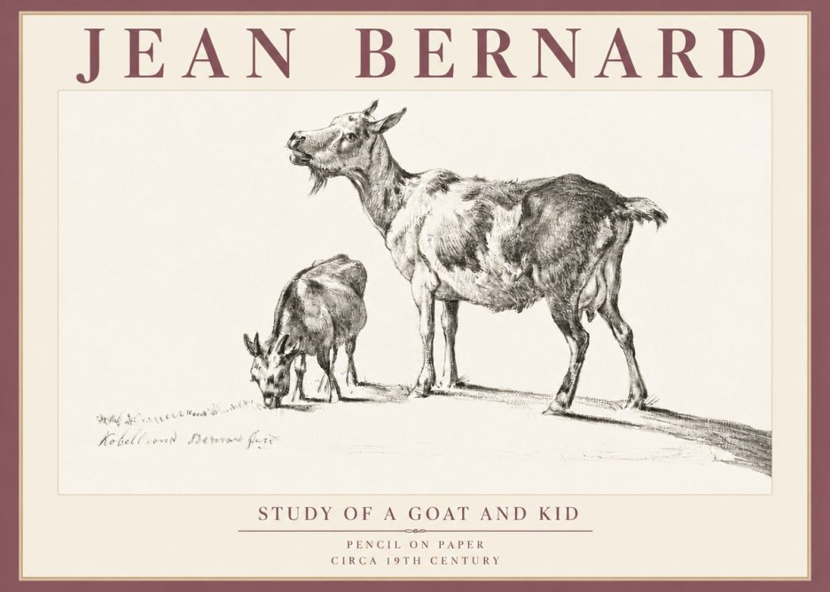 Jean Bernard Study of a Goat and Kid No5 - Plakát