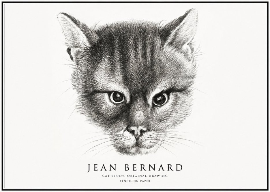Jean Bernard Cat Study. Original Drawing No1 - Plakát