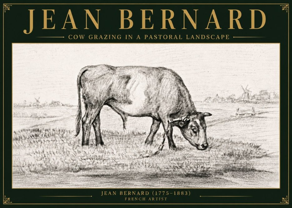 Jean Bernard Cow Grazing in a Pastoral Landscape No6 - Plakát