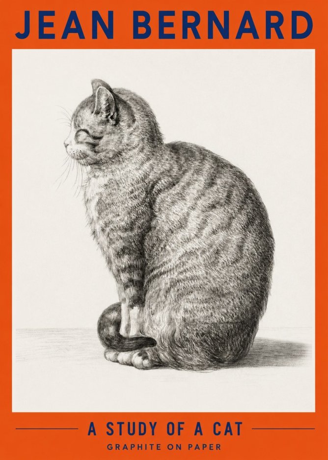 Jean Bernard Cat in Profile No4 - Plakát