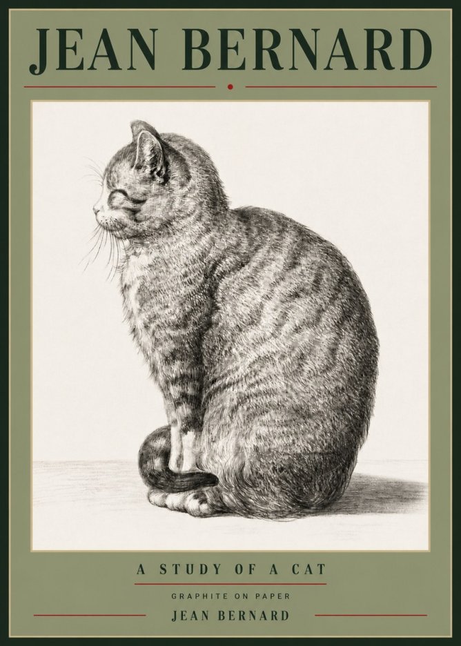 Jean Bernard Cat in Profile No6 - Plakát