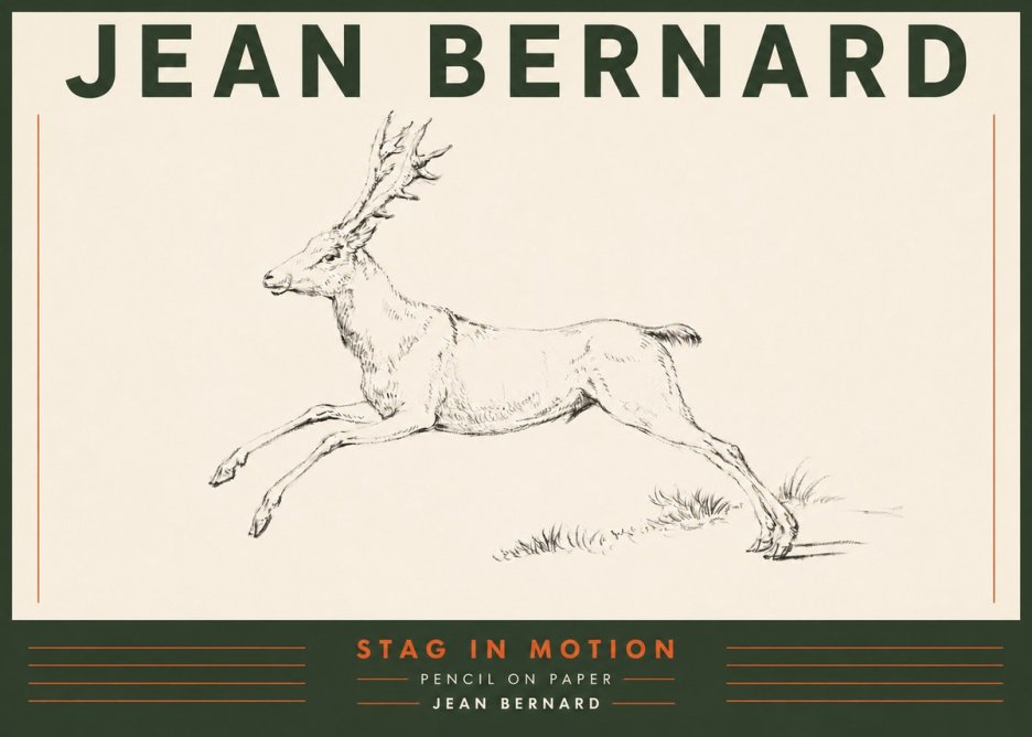 Jean Bernard Stag in Motion No4 - Plakát