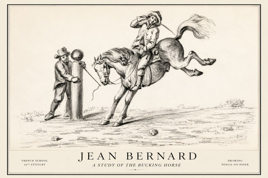 Jean Bernard A Study of the Bucking Horse No1 - Plakát