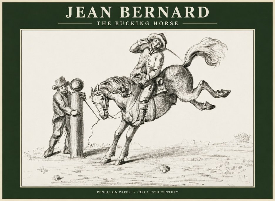 Jean Bernard A Study of the Bucking Horse No2 - Plakát