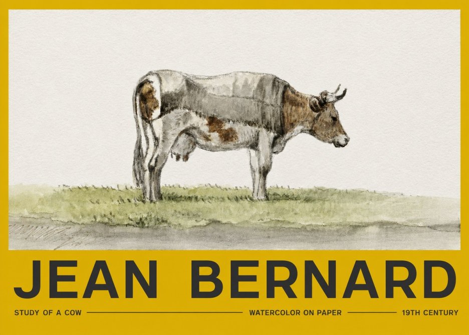 Jean Bernard Study of a Cow XIV No2 - Plakát