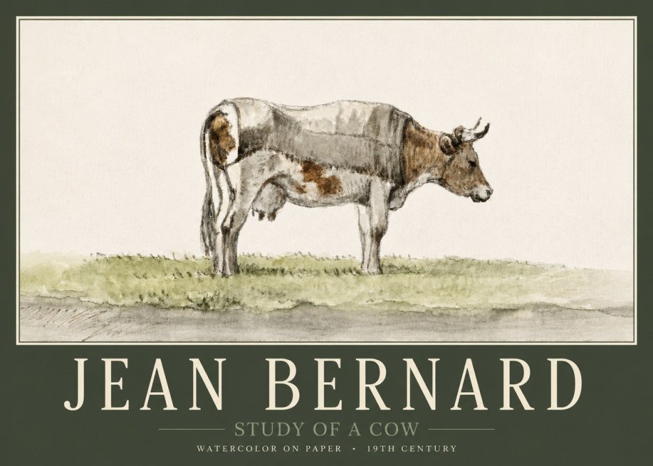 Jean Bernard Study of a Cow XIV No3 - Plakát