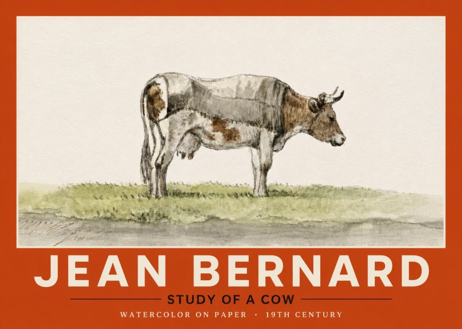 Jean Bernard Study of a Cow XIV No4 - Plakát